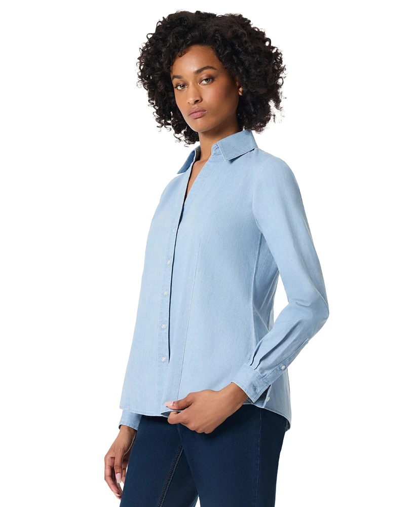 Jones New York Women's Long Sleeve Y-Neck Button Down Blouse