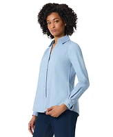 Jones New York Women's Long Sleeve Y-Neck Button Down Blouse