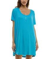 Roudelain Women's Short-Sleeve Henley Sleepshirt