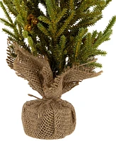 Northlight Slim Pine with Berries Artificial Mini Christmas Tree in Burlap Base 12"