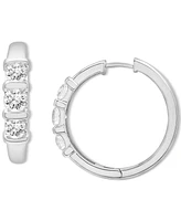 Diamond Three Stone Small Hoop Earrings (1-1/2 ct. t.w.) 14k White Gold or Yellow