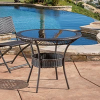 Gaviota 34" Round Wicker Outdoor Dining Table - No Assembly