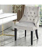 Slickblue Modern Upholstered Button-Tufted Dining Chair with Naild Trim-Grey