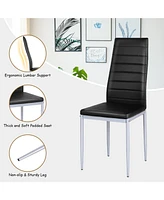 Slickblue 4 Pieces Pvc Elegant Design Leather Dining Chairs with Solid Metal Legs