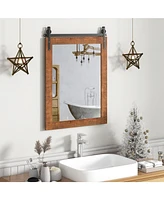 Slickblue 30 x 22 Inch Wall Mount Mirror with Wood Frame