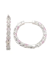 Suzy Levian New York Pink Sapphire & Lab-Grown White Sapphire Martini Set Inside Out Hoop Earrings in Sterling Silver by Suzy Levian