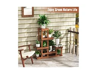 Slickblue 6 Tier Wood Plant Stand with High Low Structure