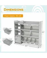 4-Tier Kids Toy Storage Organizer Bookshelf and Toy Storage Rack with Door