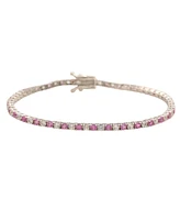 Suzy Levian New York Pink Sapphire & Lab-Grown White Sapphire Alternating Pave Tennis Bracelet in Sterling Silver