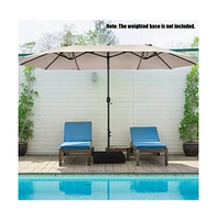 15 Feet Patio Double-Sided Umbrella with Hand-Crank System