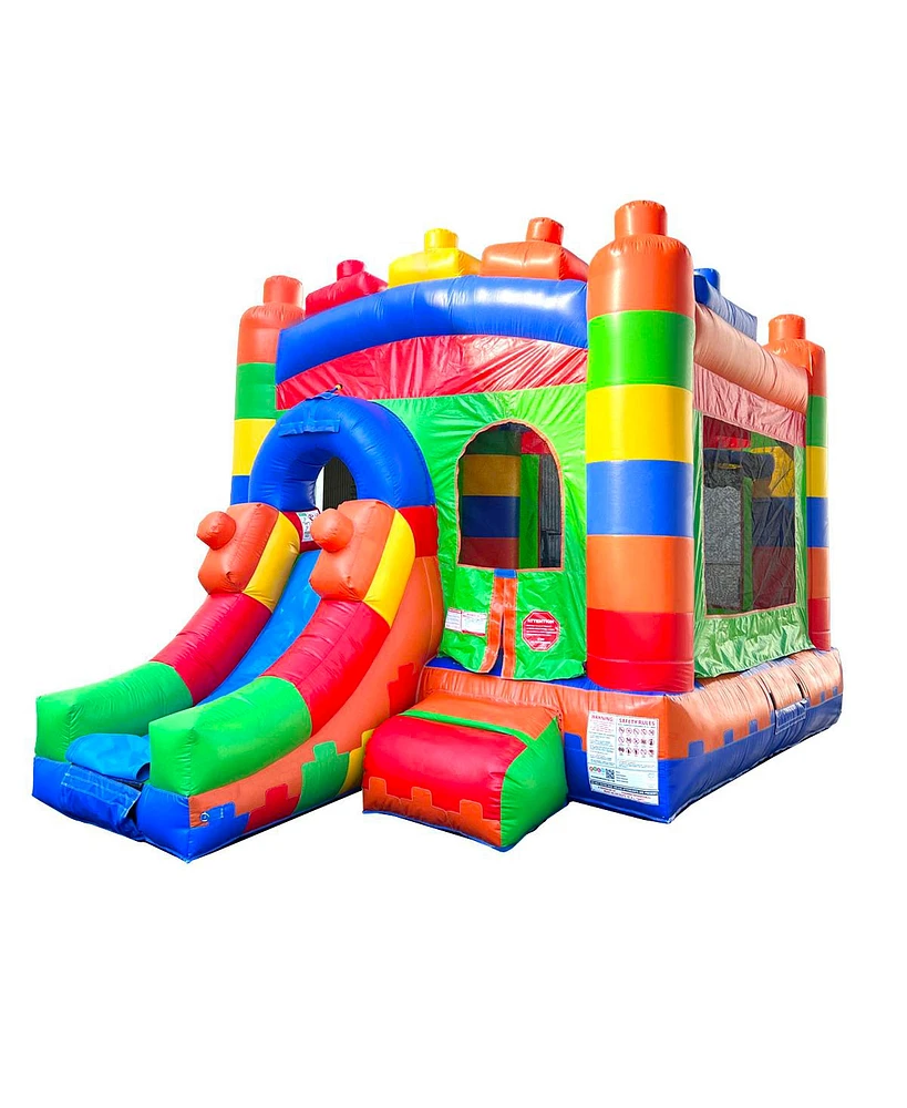 Pogo Bounce House Inflatable Bounce House with Slide for Kids (Without Blower) - 18 x 12 x 14.5 Foot Backyard Inflatable Bouncy House
