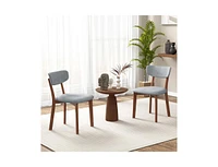 Slickblue Dining Chairs Set of 2 Upholstered Mid-Back with Solid Rubber Wood Frame