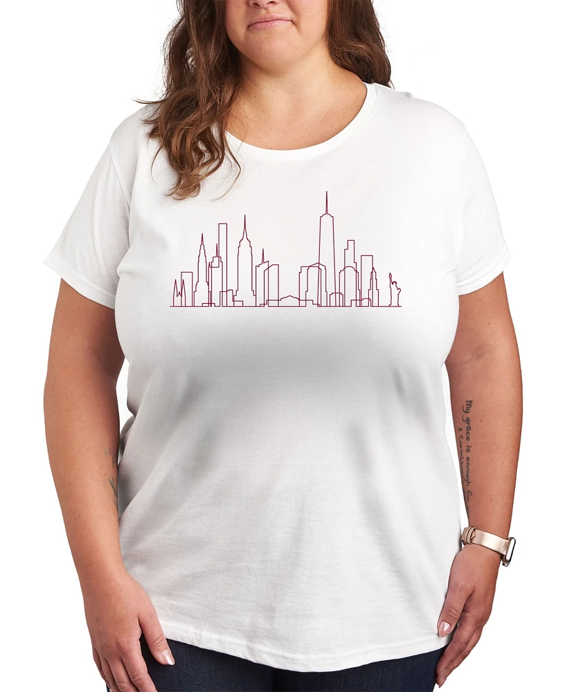 Hybrid Apparel Nyc Skyline Line Art Plus Graphic T-Shirt