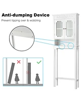 Bathroom Space Saver Carved Top Toilet Rack with Adjustable Shelf