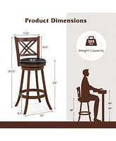 360° Swivel Upholstered Barstools Set of 2 with Back and Footrest
