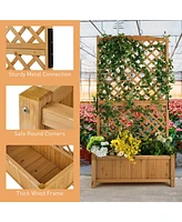 Sugift Planter Raised Bed with Trellis for Plant Flower Climbing