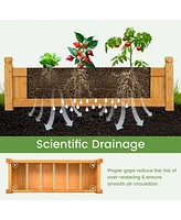 Sugift Wooden Rectangular Garden Bed with Drainage System