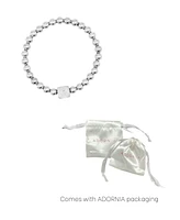 Adornia Silver Crystal Initial Cube Stretch Bracelet