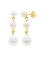 Adornia Gold Freshwater Cultivated Pearl Wire Wrapped 3-Drop Earrings