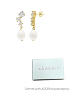 Adornia Gold Deco Crystal and Freshwater Cultivated Pearl Drop Earrings