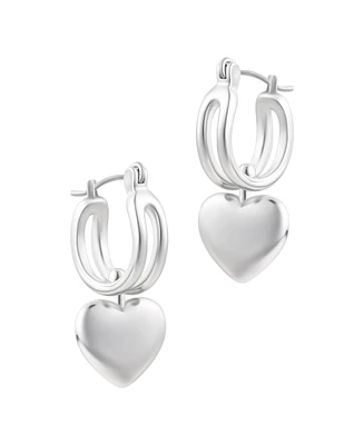 Adornia Silver Heart Huggie Earrings