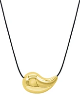 Adornia Gold Tarnish Resistant Adjustable Teardrop Black Chord Necklace