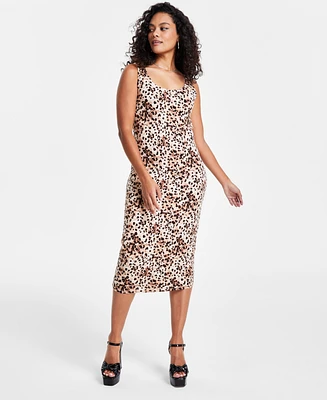 Bar Iii Petite Animal-Print Bodycon Midi Dress, Created for Macy's