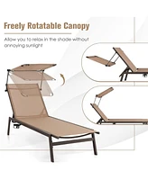 Inolait Outdoor Chaise Lounge Chair with Sunshade and 6 Adjustable Position