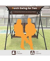 Sugift 2 Person Porch Swing with Adjustable Canopy and Padded Seat