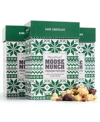 Harry & David Macy's Holiday Moose Munch 10 oz. Premium Caramel Coated Popcorn with Nuts and Dark Chocolate Mix, 3 Pack