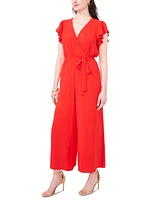 Vince Camuto Women's Tie-Waist Flutter-Sleeve V-Neck Jumpsuit