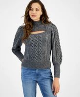 Tommy Hilfiger Women's Cable-Knit Keyhole Mock-Neck Sweater