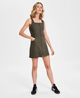 Tinseltown Juniors' Denim Zip-Front Pinafore Dress