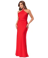 Betsy & Adam Women's Halterneck Tie-Back Sleeveless Gown