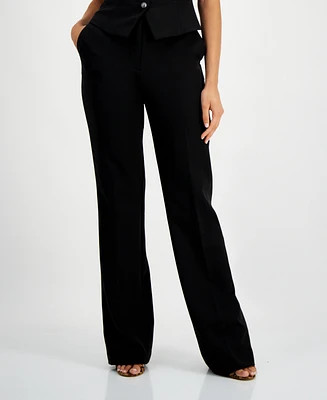 Guess Women's New Carla High-Rise Straight-Leg Crepe Pants