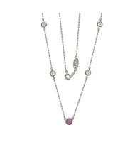 Suzy Levian New York Pink Sapphire & Lab-Grown White Sapphire 5 Stone Station Necklace in Sterling Silver by Suzy Levian