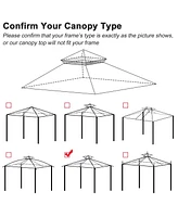 Yescom 10.6'x10.6' Gazebo Top Replacement for 2 Tier Summer Veranda Frame Canopy Cover Patio Garden Yard Dark Beige Y00710T01