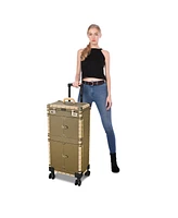 Byootique Bronze Rolling Hair Stylist Salon Makeup Cosmetic Case Artists Train Trimmer Box