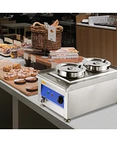 1200W Dual Pots Countertop Food Warmer Stainless Steel Commercial Bain Marie