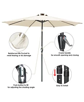 9ft Solar Led Patio Umbrella Outdoor Yard Parasol Pool Sunshade Tilt with Crank