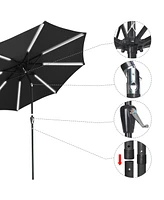 Yescom 10 Ft Solar Powered Patio Umbrella with Tilt and Crank Outdoor Garden Backyard