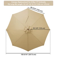 9 Ft Patio Umbrella Replacement Canopy Market Table Top Outdoor Beach Poolside