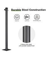 10 Ft Sun Shade Sail Pole Post Canopy Awning Deck Patio Backyard with Pole Bracket Clamp Powder Patio Outdoor 121" Black