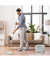 Yescom Square Spin Mop and Bucket Floor Cleaning System Water Filtration 8 Microfiber Mop Pads Green