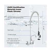 Yescom Aquaterior Brass Backsplash Swivel Pre-Rinse Commercial Faucet 12" Add-On Cupc Nsf Ansi