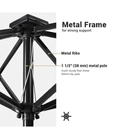 Yescom 10x6.5FT Rectangle Outdoor Solar Led Patio Umbrella with Crank Tilt for Table Market Yard Deck Pool Party Red