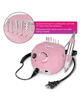 Byootique 30000RPM Pro Pink Electric Nail Drill File Buffer 6 Bits Manicure Pedicure Kit