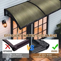 Yescom 2Pcs 40"X40" Window Patio Awning Door Canopy Polycarbonate Anti-UV50+ Cover Outdoor Rain Snow Protection Brown