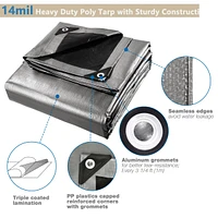 16x20 Ft 14 Mil Poly Tarp Protective Cover Tarpaulin Heavy Duty Uv Resistant
