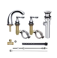 Yescom 3 Hole Bathroom Faucet for Undermount Sink Widespread 2 Handle Mixer Taps w/Drain Chrome